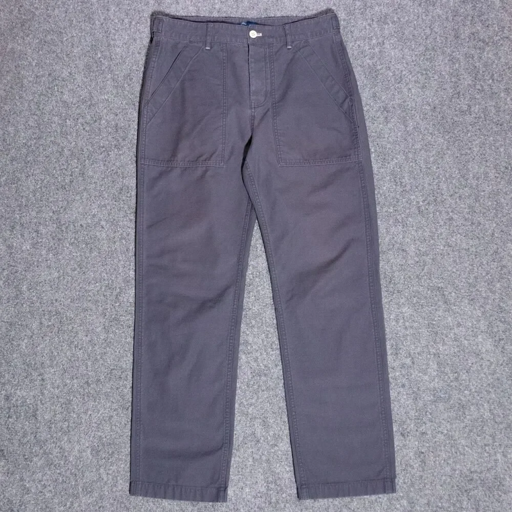 J Crew Camp Pants Men's 30x29 Blue Field Utility Military Canvas Fatigue Chore